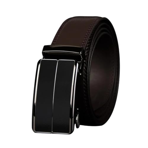 Male Adjustable Leather Belt Handcrafted Strap For Automatic Buckle Belts Cz070 Brown 120cm