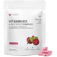 VELOTO Vitamin B12 1000 mcg Capsules, Methylcobalamin Form, Daily Vegan Supplement for Energy Metabolism and Nervous System Support, Clean Label Formula with Beetroot Extract, Non-GMO & Gluten Free