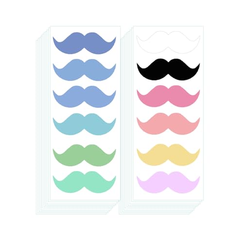 Lot de 120 autocollants moustache - 8,5 x 2,9 cm - Décoration de fête des pères - Décorations de fête d'anniversaire colorées - Accessoires pour fêtes...