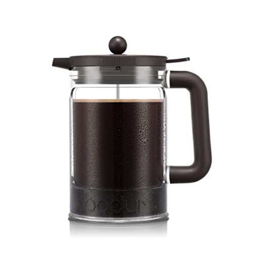 BODUM Bean K11683-10-451S - Cafetera fría de 1,5 l, 12 tazas, 50 onzas, con tapa de refrigerador, tostado oscuro