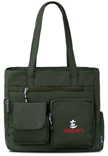 Image of Lusive's Double Pocket Handbag for Women: Stylish, Ideal Companion for Work, Travel, Polyester Material, Spacious 10-liter Capacity, 6 Pockets.