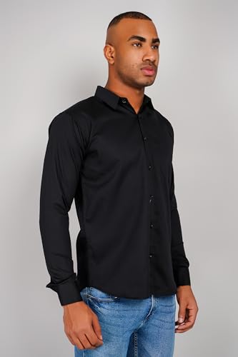 Image of Men's Regular Fit Solid Soft Touch Cotton Casual Shirt with Pocket Design with Spread Collar & Full Sleeves