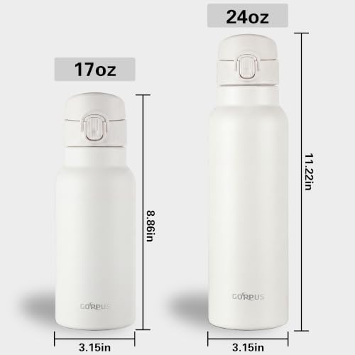 Image of GOPPUS 25 oz Insulated Water Bottle with Direct-Drink Lid,Keep Cold 24H,Leak-Proof Stainless Steel Bottle Ideal for the Gym,Travel,and Outdoor Use,Suitable for Teens and Adults（White）