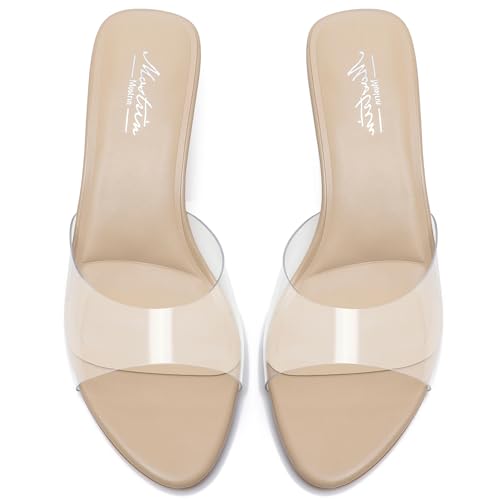Image of Mostrin Kitten Heels for Women Pointed Toe Vintage Mules Heels Sexy Slip on Stiletto Backless Sandals for Party Wedding Daily