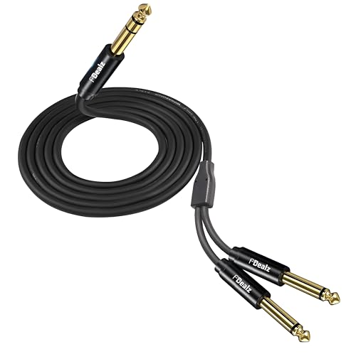 Image of [ 3 Meter ] 6.35mm Stereo to 2 Ports Mono 6.35mm Cable, 1 /4 inch TRS Stereo Y Splitter Insert Cable, Gold Plated Shell 6.35mm 1 /4 inch TRS Male to Dual 6.35mm 1 /4 inch TS Male Mono Cable