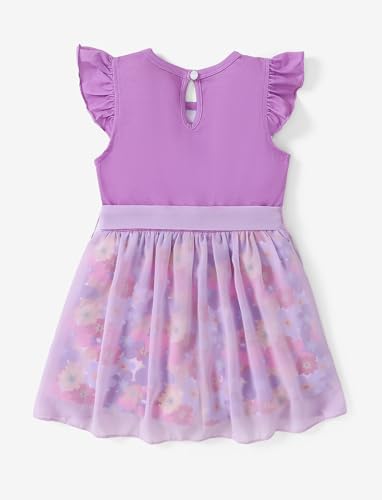 Image of Disney Princess Frozen Elsa Minnie Mouse Stitch Toddler Girl Romper With Skirt Overlay Summer Jumpsuit with Bow 2-6 Years