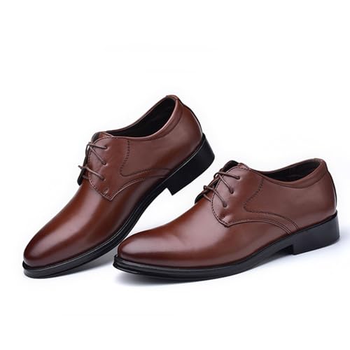 Men's Lace-Up Shoes, Leather Shoes Business Casual Formal Shoes Low Top Gentleman Office Work Comfortable Breathable Wedding Shoes, 48 EU,Brown3