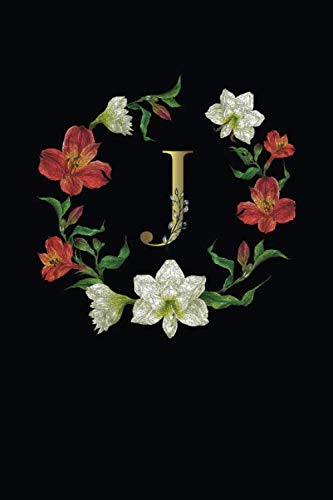 J: Monogram initial letter J cute flower notebook, blank lined journal gift for girls and women, Personalized diary for writing, 6 x 9 inch 120 pages.
