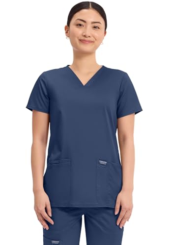 Cherokee Women's V-Neck Top, Navy, Medium
