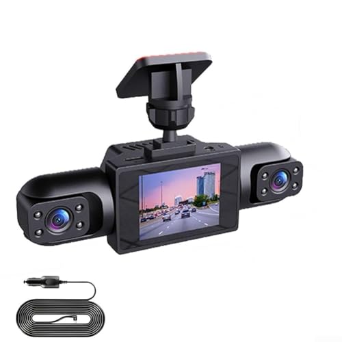 Zoegneer Cámara de salpicadero de 360 grados y 4 canales 4K frontal y 1080P lateral trasera con pantalla IPS de 3.16 pulgadas, grabación de ciclo de detección de movimiento para coches, SUV, camiones