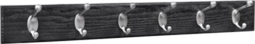 HIGH & MIGHTY 515757 Coat Rack 6 Hook Rail, Easy Tool-Free Dry Wall Installation, Holds up to 50lbs, 27", Black & Silver image 5