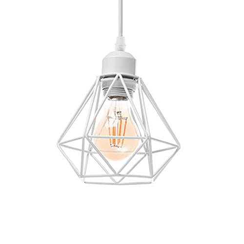 Suspension industrielle cage en métal noir luminaire de plafond moderne