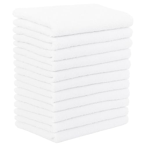 DUDU N GIRLIE Baby Terry Towelling Cloth Nappies Flat Diapers Washable Nappies| Baby Face Hand Cloths Bath Flannel Wash Towel Wipe Feeding | Soft 100% Cotton 60x60cms Nappy (Pack of 12, White)