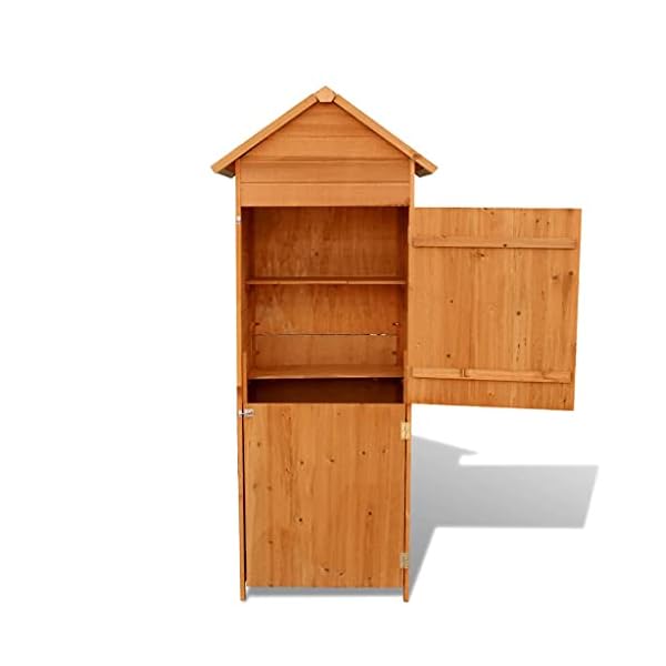 HechoVinen Gartenschrank Werkzeugschuppen aus Holz, Geräteschuppen, 2 Lagerregale im Inneren, Wasserdichtes… – Bild 5