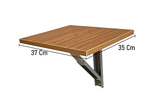 Image of Compal Wooden Wall Mounted Folding Coffee, Tea, Drop-Leaf Bed Side Table, Study Mini Table for Home, Living Room, Office Workstation Computer Side Desk, Trestle Desk (Walnut, Pack of 2)