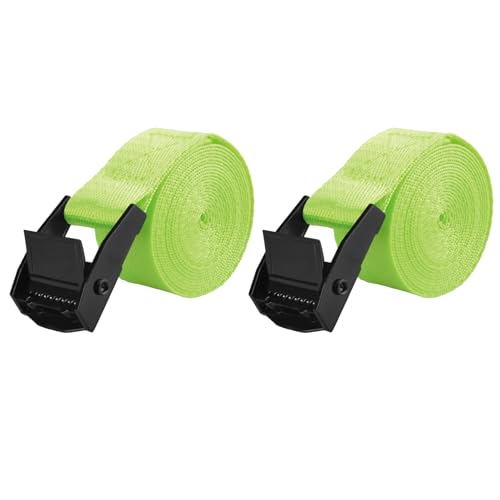 Image of TRIWONDER Cinch Tie Down Straps Cam Buckle Lashing Strap Nylon Small Ratchet Heavy Duty Belts for Packing Cargo Battery Bike Car Roof Rack Kayak Truck (01# Light Green - 2 Packs, 9.8 FT)