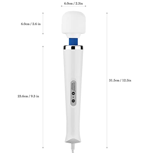 CHARMING 10 Speeds Wired Powerful Handheld Back Massager with Strong Vibration, Personal Therapy Massager for Sports Recovery, Muscle Aches, Full Body Pain (White) - Image 3