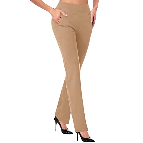 Business Casual Pants for Women Stretchy Work Pants for Women Dressy Casual Business Work Slim Trousers 2025 Khaki