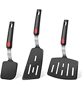 HOTEC Silicone Turner Spatula Set，600°F Heat-Resistant Flexible Rubber Slotted Turner Spatula Sui...