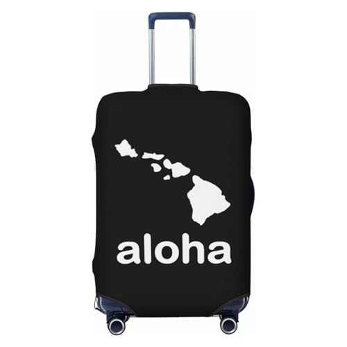 Aloha Hawaii Hawaiian Islands Travel Luggage Cover Suitcase Protector Fits 18-21 Inch Case(Black,S)
