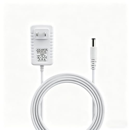 White 12V 2A Power Supply, AC/DC Adapter 100-240V 50/60Hz, 5.5mm x 2.5mm / 2.1mm Barrel Plug Center Positive, Charger Cable Cord 10 ft