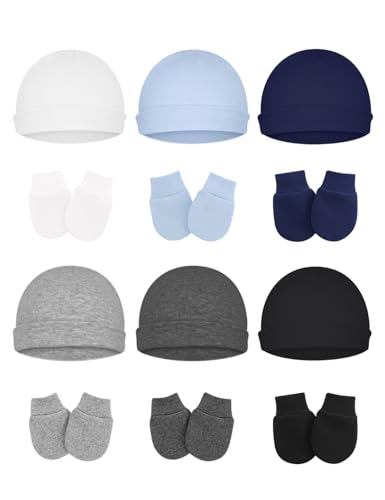 Image of ZURLEFY Cute Baby Mittens Newborn, No Scratch Baby Boy Mittens, Baby Girl Hat Gloves for Toddlers, Infant, Newborn