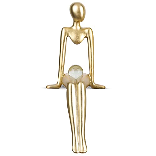 Gold Thinker Statue Abstrakt Sitzende Denker Skulptur Modern The Thinker Statue Home Decor Akzente Gold Sammelfiguren für Home Office Study Desktop Bücherregal Dekor Einweihungsgeschenke (Sit) Cover