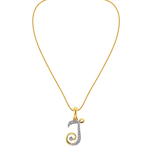 Vaibhav Jewellers 22k (916) Yellow Gold and American Diamond J ALPHABET Pendant for Women - Image 3
