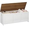 HOOBRO Cassapanca Portaoggetti da 100 cm con Cerniere di Sicurezza, Scatola Contenitore con Coperchio Ribaltabile, per Ingresso, Camera da Letto, Soggiorno, Bianco e Noce EWH141CW01 #5