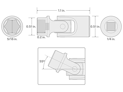 Tekton 1/4 Inch Drive X 5/16 Inch Universal Joint Socket | Shd08008 #TOP4