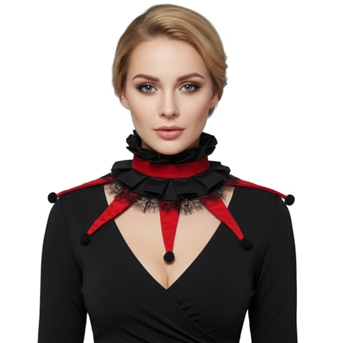 CAMDOM Adult Christmas Clown Collar Jester Costume Accessories