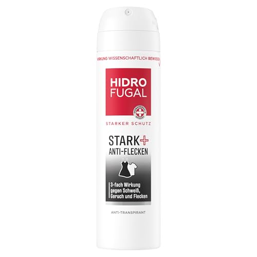Hidrofugal STARK + ANTI-FLECKEN Spray, starker Antitranspirant Schutz gegen Schweiß, Geruch und Flecken, Deospray ohne Ethylalkohol mit frischem Duft (150 ml)