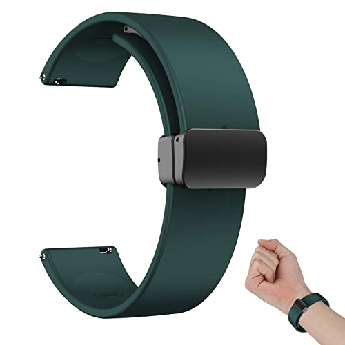 22 シリコン時計バンド - 磁気折りたたみバックルクイックリリース時計バンド,快適なソフトラバーストラップ、肌に優しいスマートウォッチ、メンズユニバーサル幅広い用途