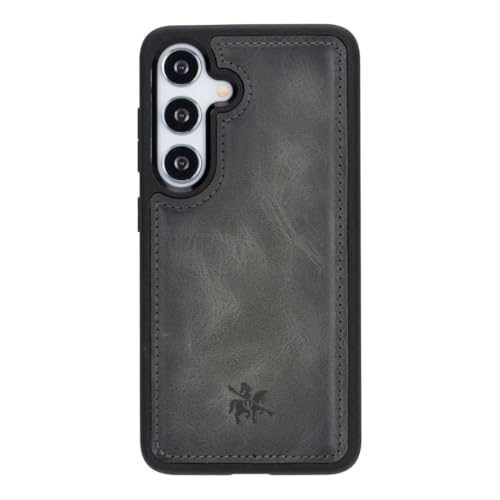 Étui en cuir Galaxy S25 Venito Lucca, coque de luxe faite main gris délavé