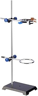 stonylab Lab Stand Set, Steel Support Stand with Rod (56.9 cm L), 4-prong Burette Clamp, Retort Ring and 2 Boss Heads for Laboratory