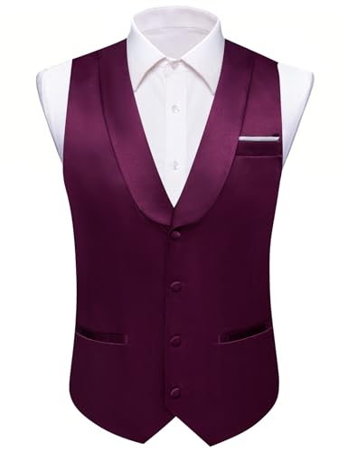 Men's Solid Color Suit Vests Lapel Collar/Shawl Collar Slim Fit Waistcoat Casual Formal
