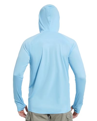 Image of isnowood Sun Shirt UPF 50+ Men's Fishing Long Sleeve UV Protection Hoodie Hiking Rash Guard Swimming Running