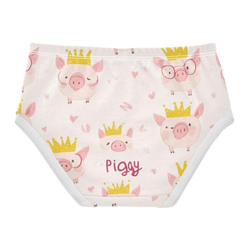 Wusikd Cute Cartoon Pigs Girls' Underwear Cotton Yellow Crown Girls Briefs Soft Toddler Underwear 2T2