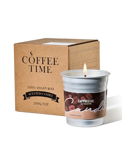 M&SENSE Duftkerzen Coffee, 200g Cappuccino Kaffee Kerze, Herbst Kerze Brenndauer bis 48 Std. Vegan Natürliche Sojakerze, Duftkerze mit Kaffee für Kaffeeliebhaber, Männer, Frauen