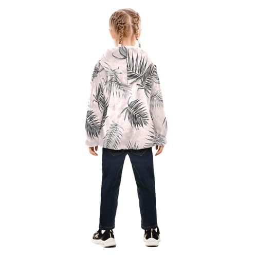 OTVEE Jungle Rainforest Palm Tree Leaves Kids Hoodie Jacket Fall Spring Full Zip Warm Outwear Coat4