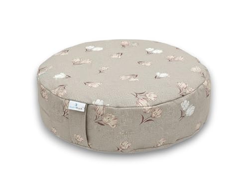 Image of Buckwheat ZAFU Meditation Cushion Filled with Buckwheat Hulls (Round - Cream)