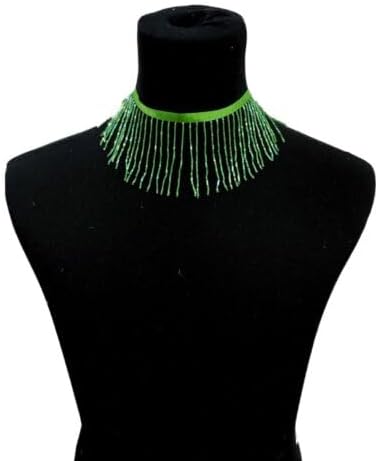 3" Glass Bugle Bead Fringe Trim Sold by The Yard Lime Fabric