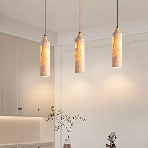 Lámpara colgante de travertino amarillo wabi-sabi para eliminar la luz fría en comedores 4