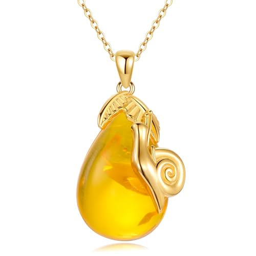 Collier en argent sterling VONALA pendentif abeille et ambre pour femme