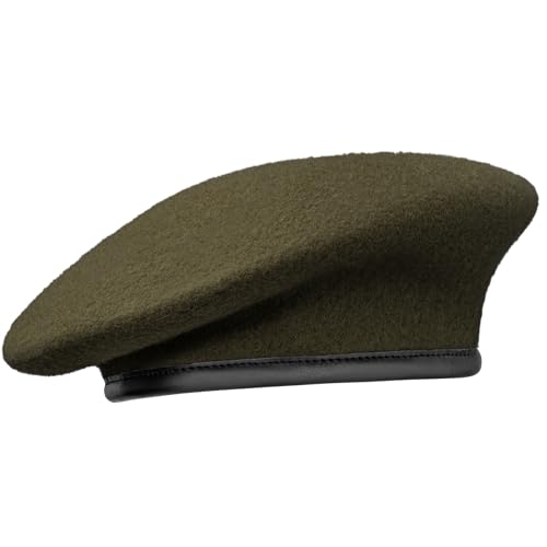 Gajaous British Military Berets with Leather Sweatband, Adjustbale Army Black Wool Beret