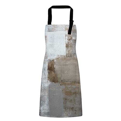 Tomwish Plain Bib Aprons With 2 Pockets Grey And Brown Abstract Art Painting Apron Vintage Apron Adjustable Apron For Kitchen Crafting Cooking Restaurant Bbq Drawing #TOP1