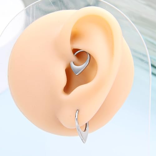 2pcs Nose Rings Hoops for Women-G23 Solid Titanium and 316L Steel Septum Nose Rings Sets,Helix Piercing Jewelry16G 10mm Teardrop Cartilage Clicker Hoop Earrings for Rook,Daith,Tragus,Hypoallergenic — view 6