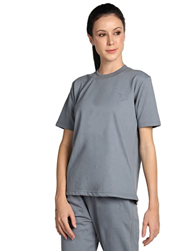 Image of CHKOKKO Women's Terry Cotton Loose Fit Half Sleeve Casual Style T-Shirt