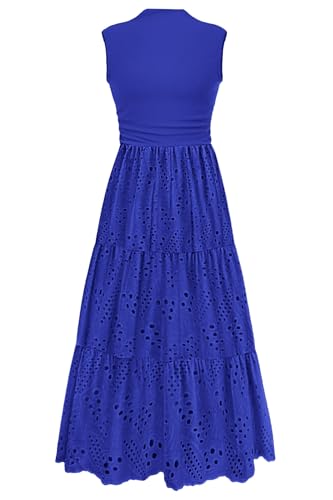PRETTYGARDEN Summer Dresses for Women 2026 Casual Eyelet Sleeveless Wedding