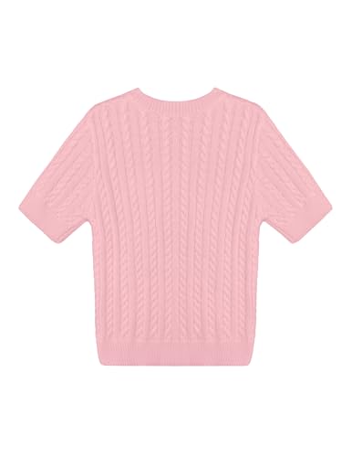 Image of Libsorge Womens Cropped Short Sleeve Sweater Fall 2025 Crewneck Sheer Knit Tops - Lightweight, Thin, Crop, Slim Fit